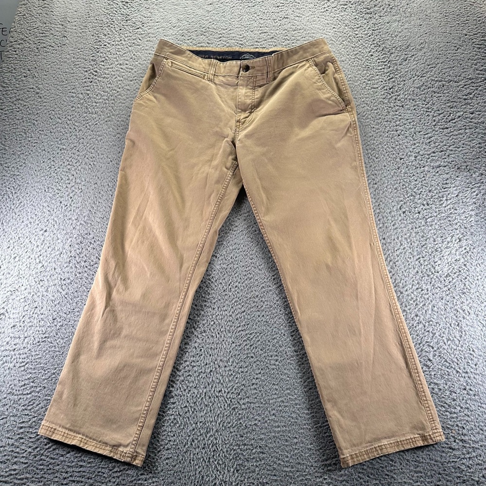 St. John's Bay Pant Men's 36x28 Brown Cotton Chino Straight Leg Business Stretch